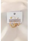 Gold Renk Halka Kadın Küpe Seti
