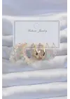 Altın Karışık Renk Boncuklu Halka Küpe Seti