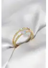 Gold Renk Karışık Renk Zirkon Taşlı Kadın Yüzük