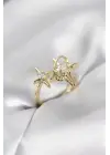 Gold Renk Kutup Yıldızı Model Zirkon Taşlı Kadın Yüzük