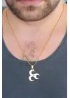 Gold Renk Metal 3 Hilal Figürlü Erkek Kolye