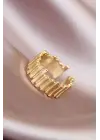 Altın Metal Ayarlamalı Çelik Yüzük