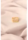 Gold Renk Metal Punta Zirkon Taşlı Ayarlanabilir Kadın Yüzük
