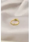 Gold Renk Metal Şeffaf Taşlı Kadın Yüzük