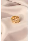 Gold Renk Metal Taşlı Model Ayarlanabilir Kadın Yüzük