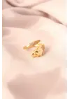 Gold Renk Metal Zirkon Taşlı Kaplan Model Ayarlanabilir Kadın Yüzük