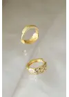 Gold Renk Metal Zirkon Taşlı Minimal Halka Küpe