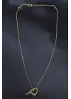 Gold Renk Metal Zirkon Taşlı Sonsuzluk ve Kalp Figürlü Kolye