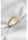 Gold Renk Motif Desenli Zirkon Taşlı Kadın Yüzük