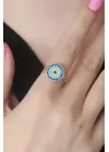 Altın Nazar Boncuk Figür Çelik Yüzük