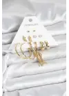 Ekin Figürlü Gold Renk Pirinç Kadın 6 Çift Küpe Seti