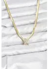 Gold Renk Çelik Yıldız Zirkon Taşlı Kadın Kolye