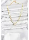 Gold Renk Çelik Yıldız Zirkon Taşlı Kadın Kolye