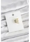 Gold Renk Çelik Zirkon Taşlı Kıkırdak Earcuff Küpe