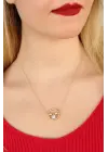 Gold Renk Taşlı Bayan Kolye