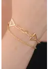 Gold Renk Üçgen Figür Kadın Kolye