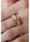 Gold Renk Yaprak Model Kadın Yüzük