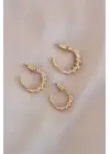 Gold Renk Yılan Model Metal Küpe Seti