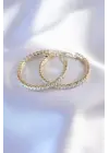 Gold Renk Zirkon Taşlı Halka Model Kadın Küpe