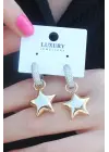 Gold Renk Zirkon Taşlı Halka Yıldız Figür Pirinç Kadın Küpe
