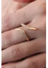 Gold Renk Zirkon Taşlı Kadın Yüzük