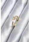 Gold Renk Zirkon Taşlı Kalp Model Kadın Yüzük