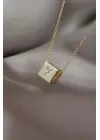 Gold Renk Zirkon Taşlı Küp Model Y Harfli Kolye