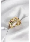 Gold Renk Zirkon Taşlı Vintage Kadın Yüzük