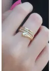 Gold Renk Zirkon Taşlı Yılan Model Kadın Yüzük