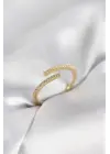 Gold Renk Zirkon Taşlı Yılan Tarz Kadın Yüzük