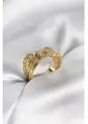 Gold Renk Zirkon Taşlı Zincir Model Kadın Yüzük