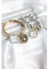 Gold ve Gümüş Renk Bileklik Kombini