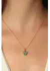 Altın Yeşil  Kelebek Figür  Çelik Kolye