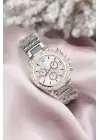 Gümüş Metal Kordonlu Rose Zirkon Taşlı Kasa Tasarımlı Kadın Saat