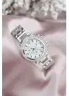 Gümüş Metal Kordonlu Zirkon Taşlı Kasa Tasarımlı Kadın Saat