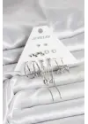 Ataçlı Yıldızlı Gümüş Renk 6lı Pirinç Küpe Seti