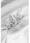 Gümüş Renk Beyaz Kelebek Model Zirkon Taşlı Kadın Yüzük