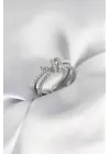 Gümüş Renk İncili Zirkon Taşlı Düğüm Kadın Yüzük
