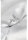 Gümüş Renk Kelebek Model Zirkon Taşlı Kadın Yüzük