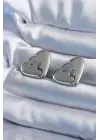 Gümüş Kırık Kalp Model  Çelik Küpe