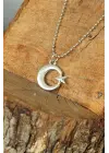 Gümüş Renk Krom Kaplama Kararmaz Ay Yıldız Tasarım Metal Erkek Kolye