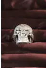 Gümüş Renk Kuru Kafa Figürlü Ayarlamalı Erkek Yüzük