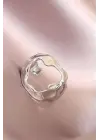 Gümüş Renk Metal Ayarlamalı Kadın Yüzük