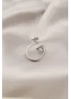 Gümüş Renk Metal Ok Tasarımlı Zirkon Taşlı Kadın Yüzük