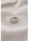 Gümüş Metal Zincir Model Taşlı Çelik Yüzük