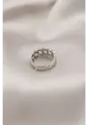 Gümüş Metal Zincir Model Taşlı Çelik Yüzük