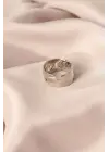 Gümüş Renk Metal Zirkon Taşlı Ayarlanabilir Kadın Yüzük