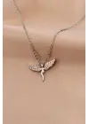 Gümüş Renk Metal Zirkon Taşlı Peri Kolye