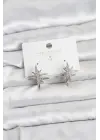 Gümüş Renk Pirinç Çift Taraflı Kutup Yıldızı Kadın Küpe