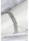 Gümüş Renk Pirinç Cuba Chain Gurmet Bileklik